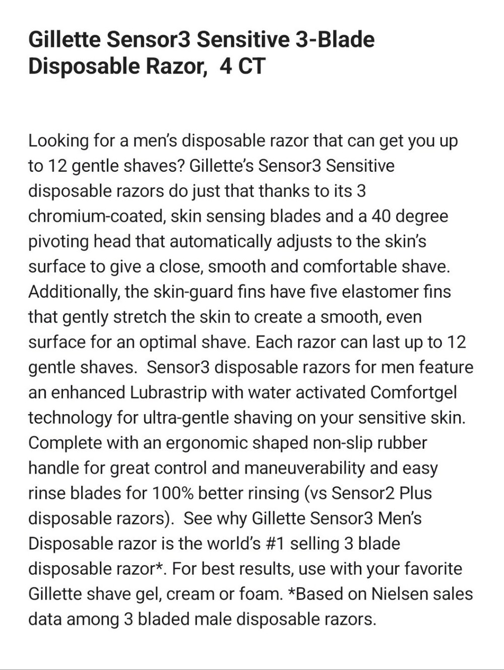⭐4/$15 Gillette Sensor3 Sensitive 3-Blade Disposable Razor - Picture 12 of 13